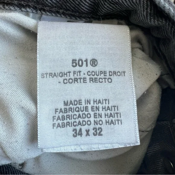 Levi's Original 501  Black Straight Button-fly Jeans 34 x 32 - Picture 5 of 7